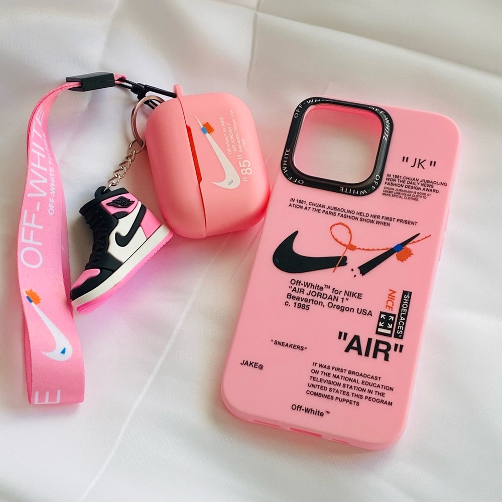 Pink iPhone 11/12/13 Series Case and AirPods Gen 1/2/3/Pro 2nd cases Set